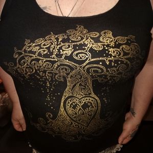 Sz small tank top with gold tree of life on it